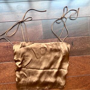 Elegant Brown Satin Women's Top